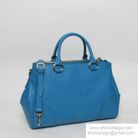 2014 Prada grainy leather tote bag BN2325 light blue - Click Image to Close